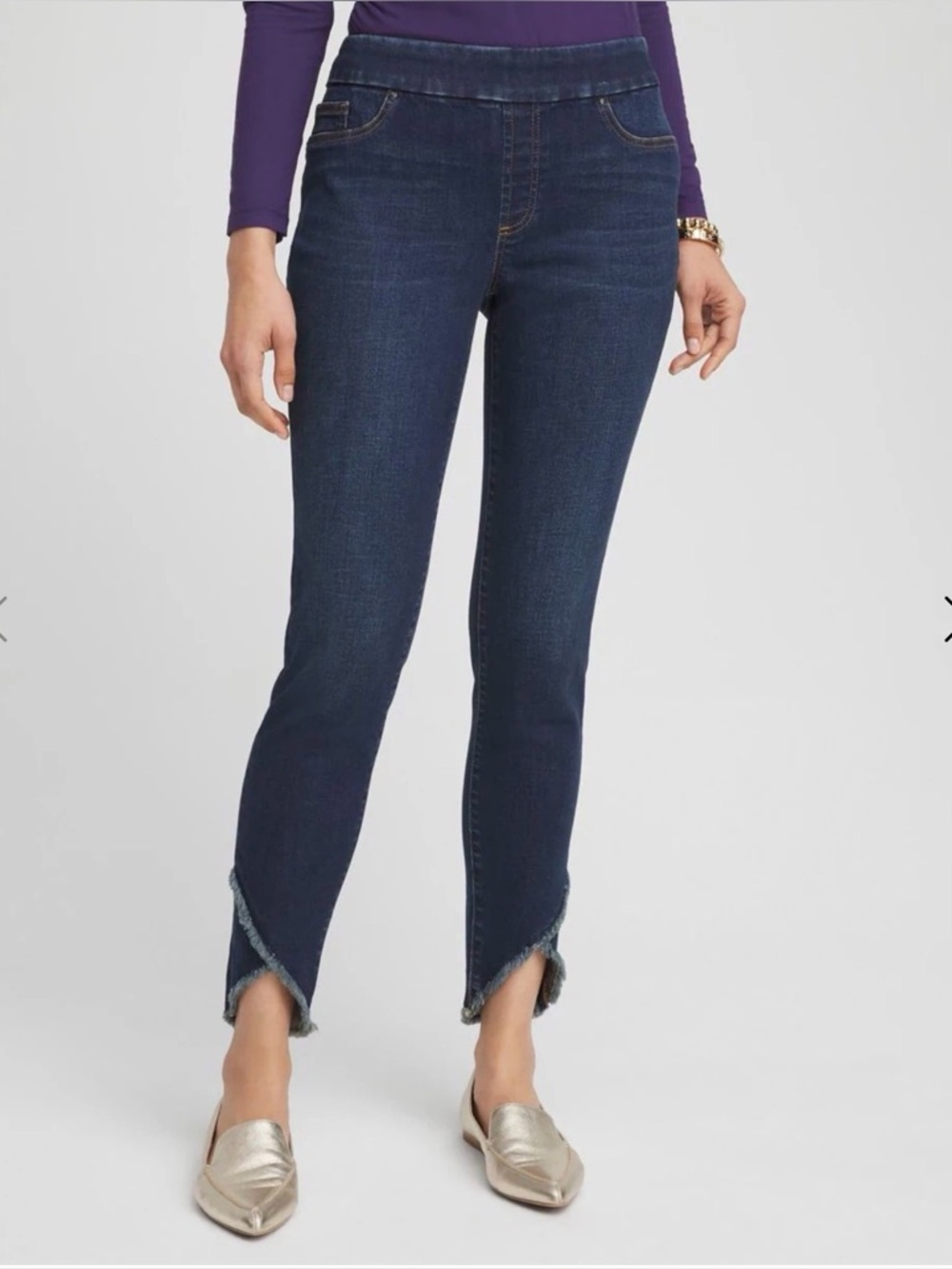 Chico's Dark Blue Pull On Tulip Hem Ankle Jegging